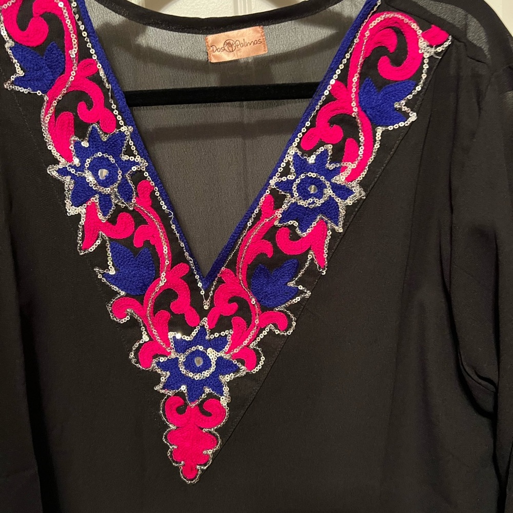 Beautiful lightly sheer black swim suitcover up